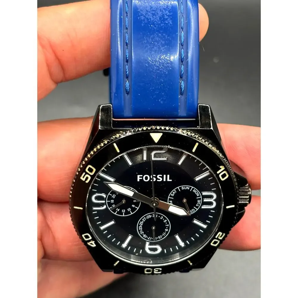 Fossil Flynn BQ2016 Multifunction Dive Style Blue Silicone Men's Watch 45mm